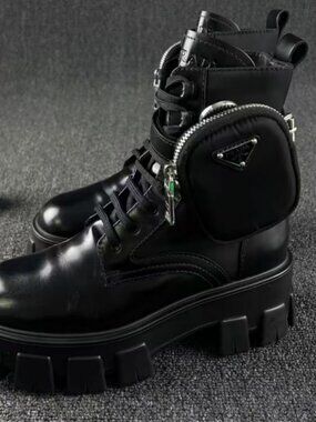 Prada Monolith Combat Boots with Pouch